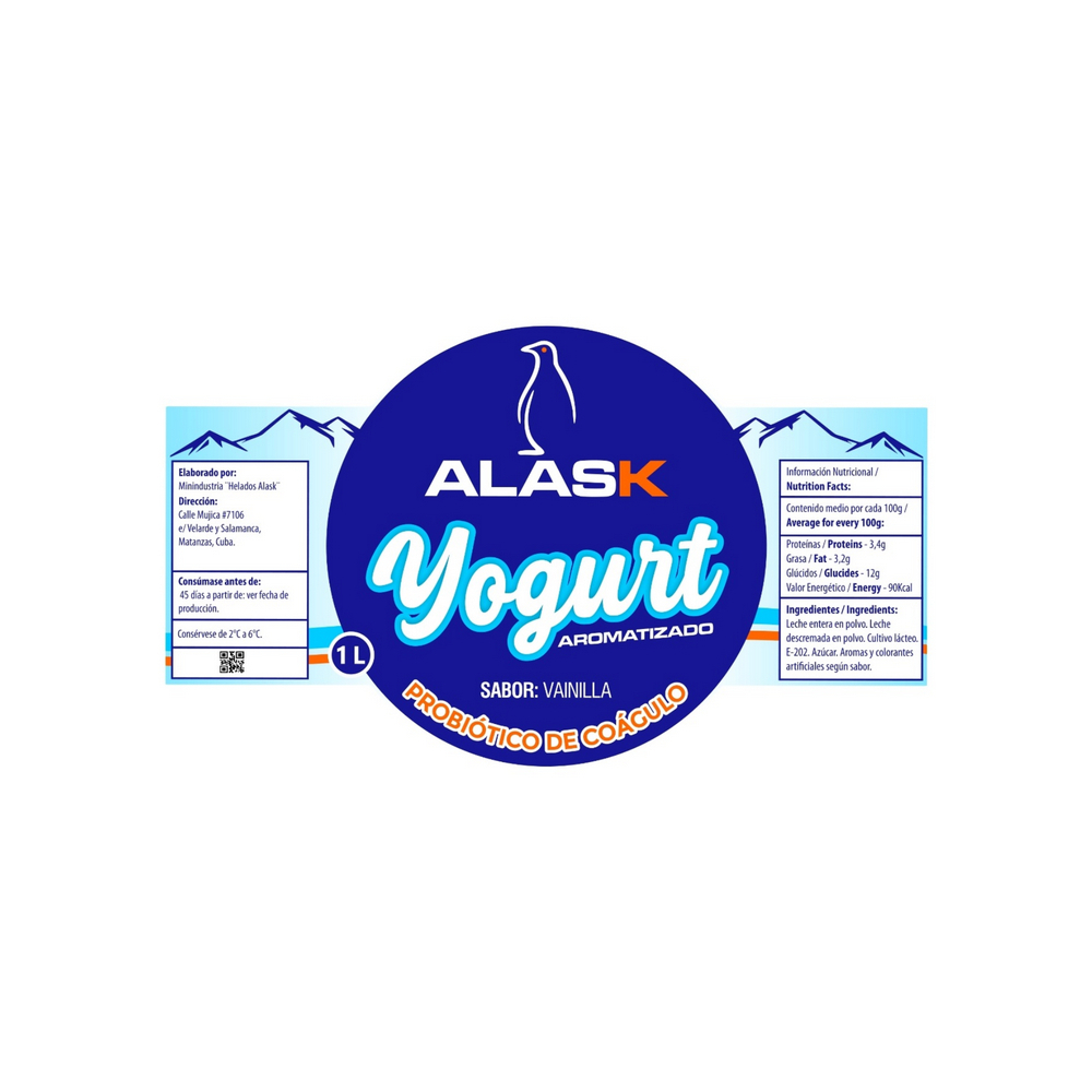 Yogurt probiótico de coágulo sabor vainilla Alask (1 L) - Miniatura 2