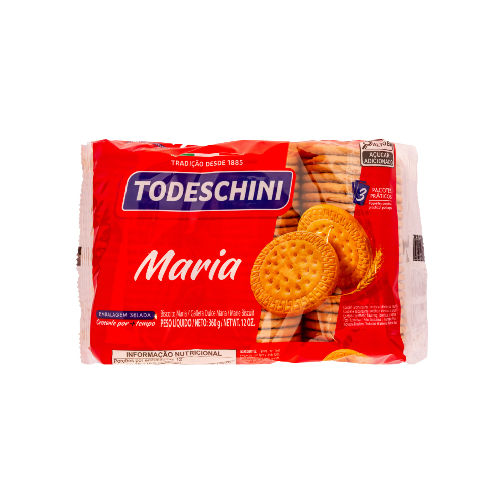 Combo de Galletas de maicena Todeschini (360 g / 12.7 oz) + Galletas de leche Todeschini ( 360 g/ 12 oz) + Galletas Maria Todeschini (360 g / 12.7 oz) - Miniatura 4