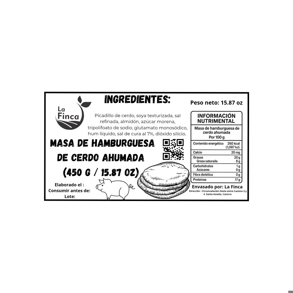 Masa de hamburguesa de cerdo ahumada La Finca (450 g / 15.87 oz) - Miniatura 3