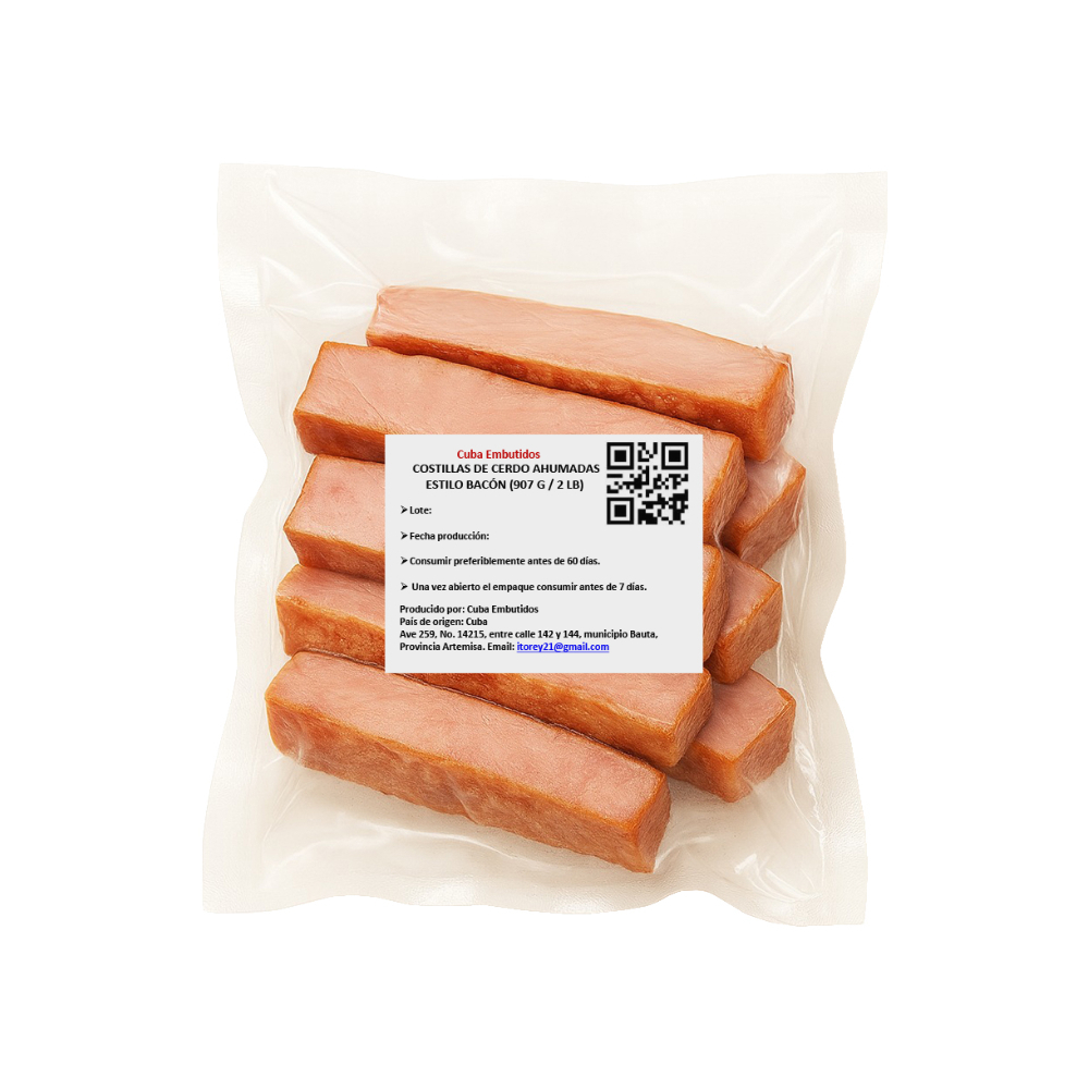Costillas de cerdo ahumadas estilo bacón Cuba Embutidos (907 g / 2 lb) - Miniatura 3