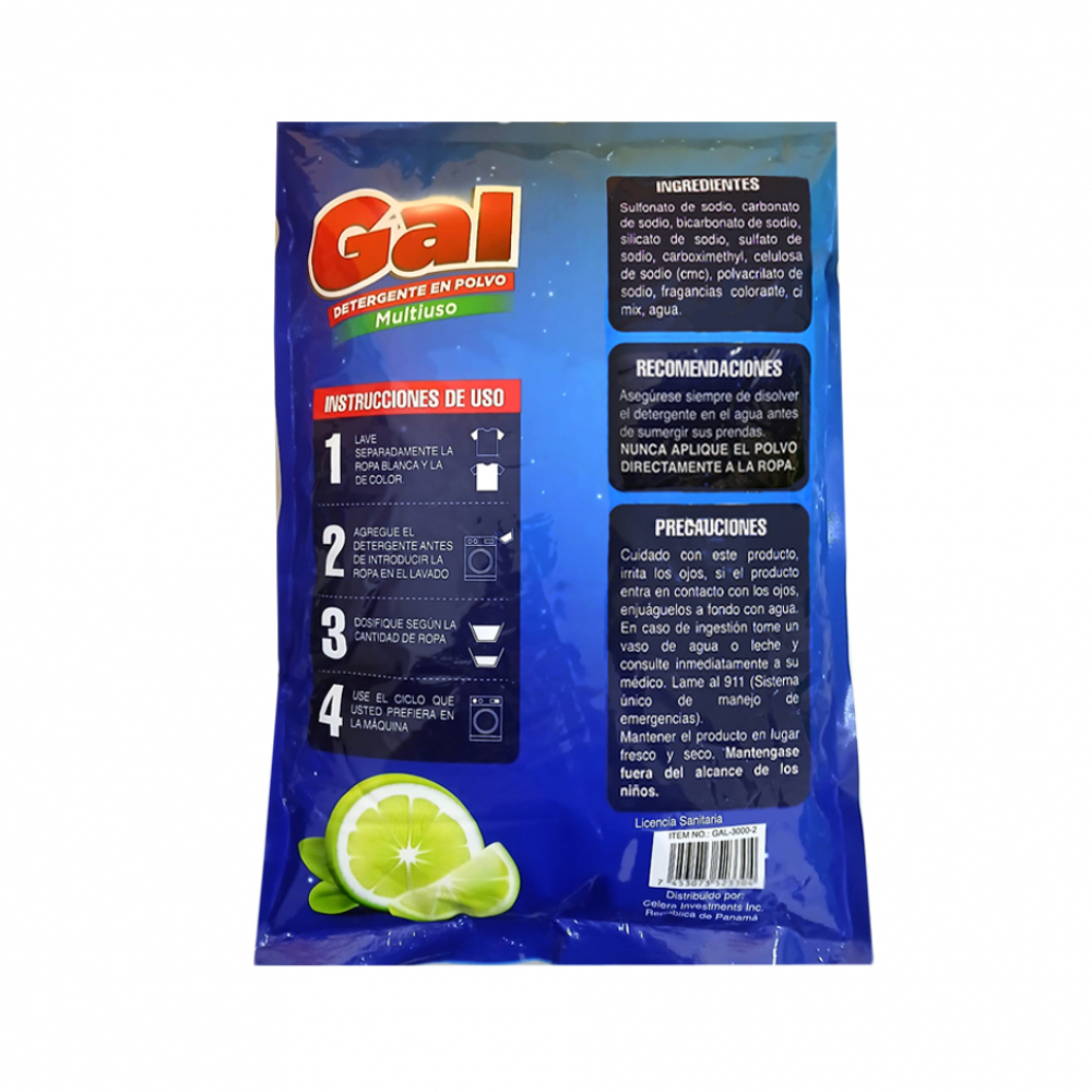 Detergente en polvo multiuso con aroma a limón Gal (250 g / 8.81 oz) - Miniatura 3