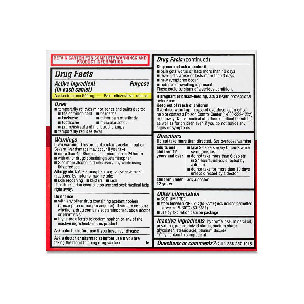Acetaminofen 500 mg Equate (200 cápsulas) - Miniatura 2