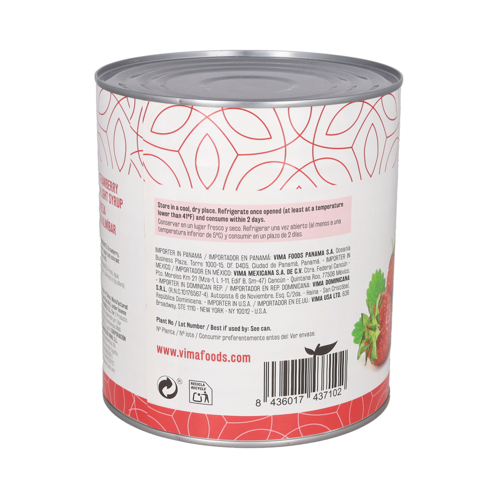 Fresas en almíbar Vima Foods (3 kg / 6.61 lb) - Miniatura 2