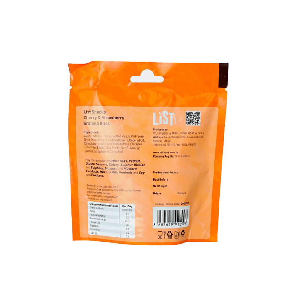 Bocadillos de granola de cereza y fresa List Snacks (30 g / 1.06 oz) - Miniatura 2