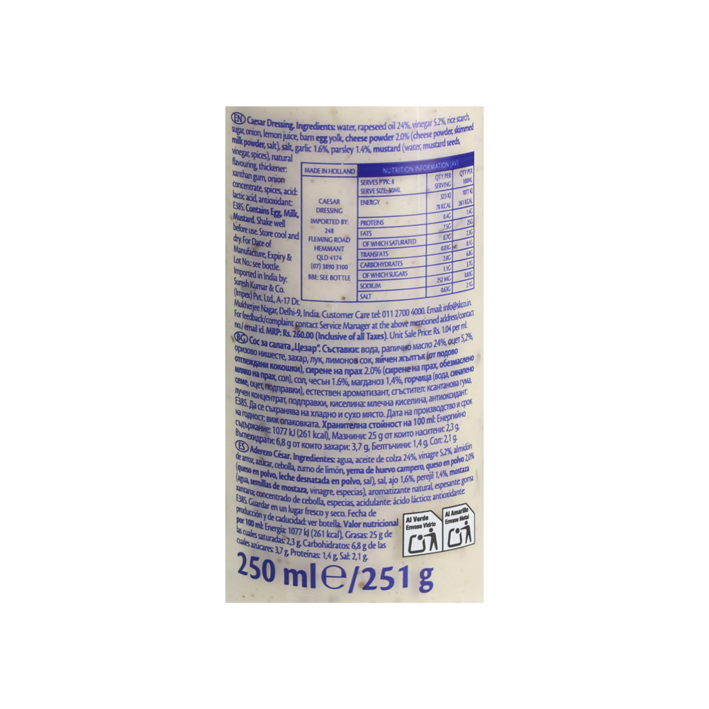 Aderezo César Remia (250 ml) - Miniatura 2
