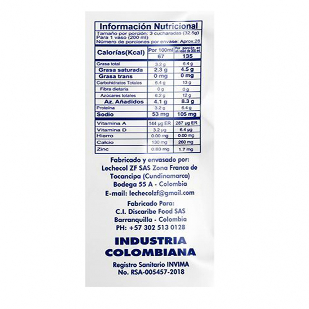 Leche en polvo entera azucarada Rica (900 g / 1.98 lb) - Miniatura 3
