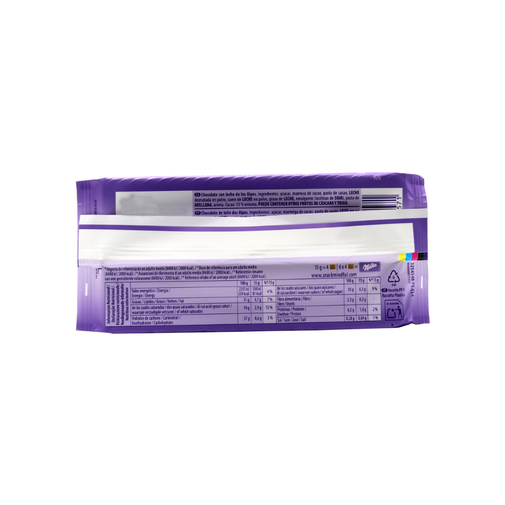 Chocolate con leche de los Alpes Milka (90 g / 3.17 oz) - Miniatura 3