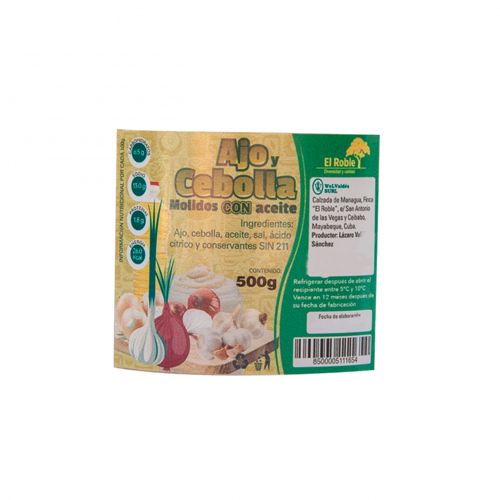 Ajo y cebolla molidos en aceite El Roble (500 g / 1.10 lb) - Miniatura 3