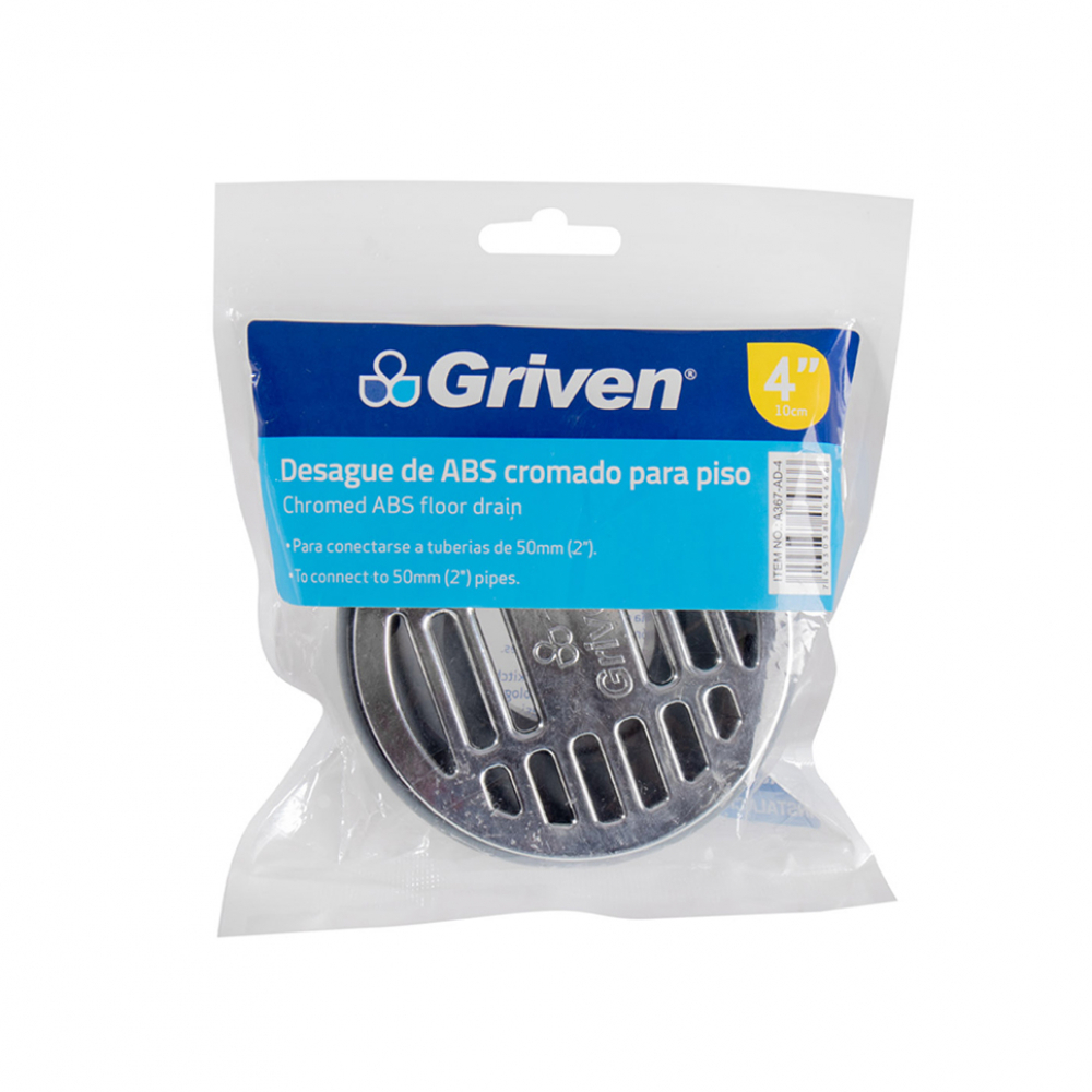 Desagüe tragante ABS cromado para sistema de drenaje en piso 4'' Griven - Miniatura 2