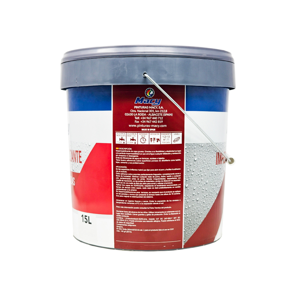 Impermeabilizante acrílico elástico color rojo Macy (15 L) - Miniatura 3