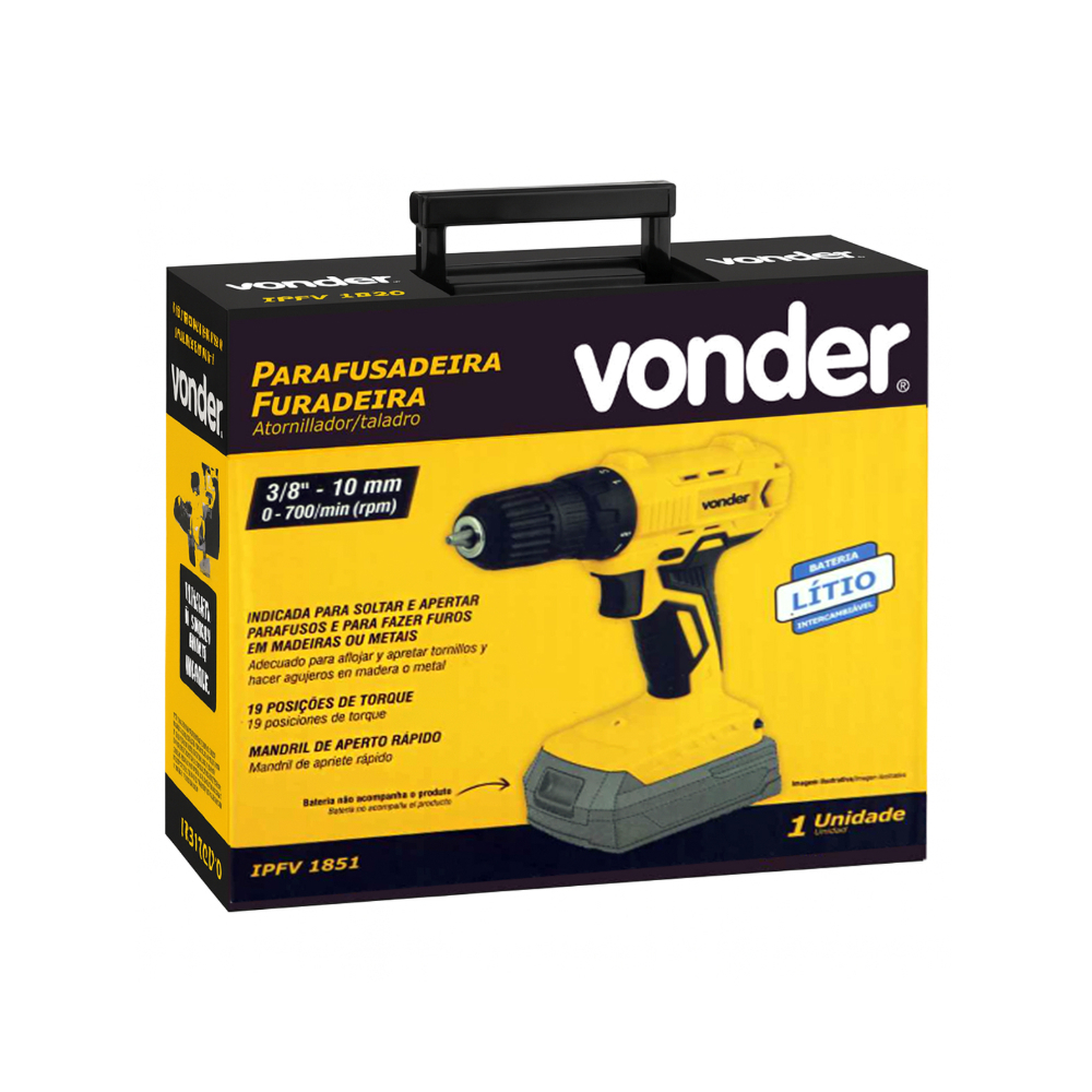 Taladro atornillador inalámbrico de 3/8'' de 18 V Vonder IPFV1851 - Miniatura 2
