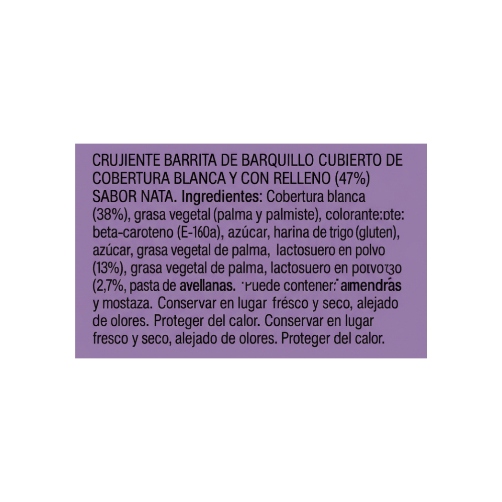 Barrita de barquillo cubierto de chocolate blanco con relleno sabor nata Valor (20 g) - Miniatura 4