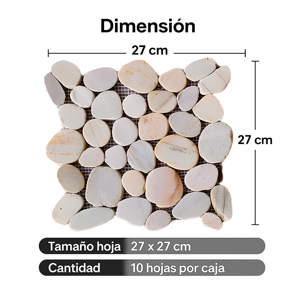 Caja de losas mosaico peanuts beige piedra de río natural 27 x 27 cm Zeric (10 U) - Miniatura 3