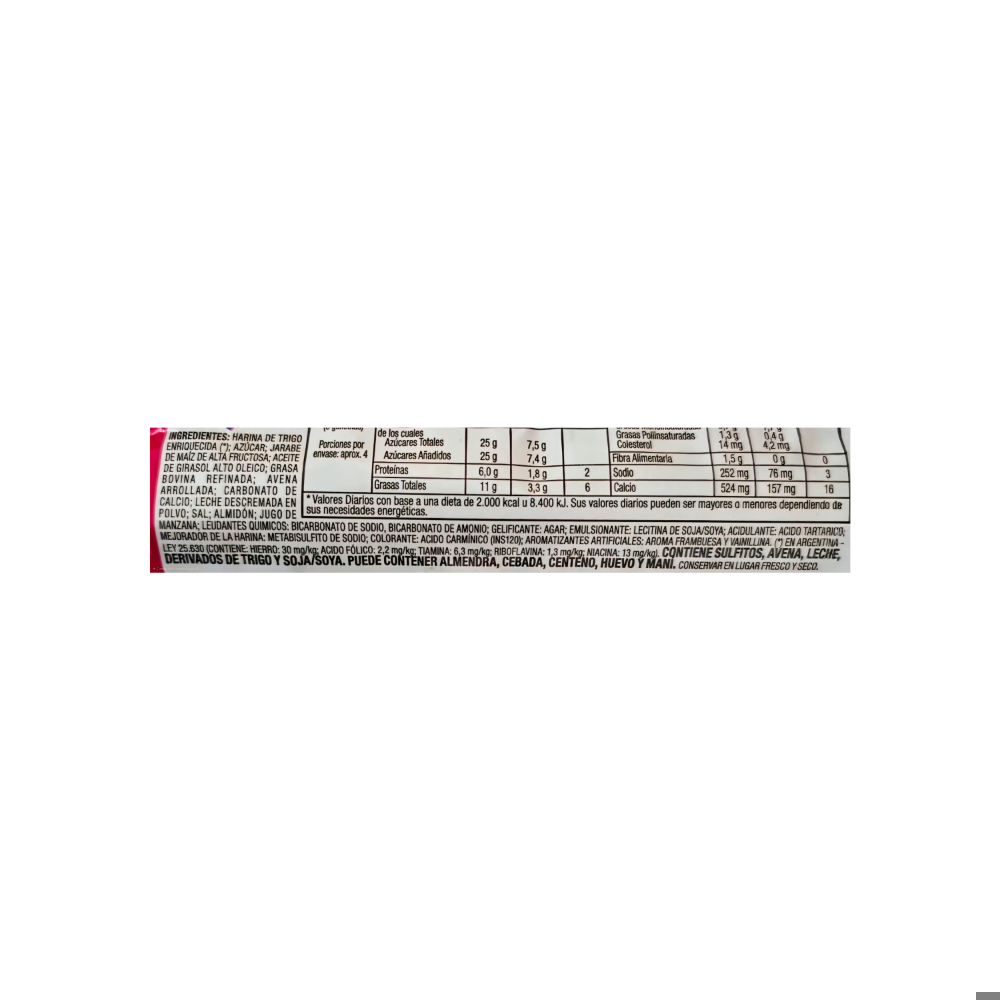 Galletas dulces de vainilla con relleno sabor frambuesa Sonrisas Bagley (108 g / 3.80 oz) - Miniatura 3