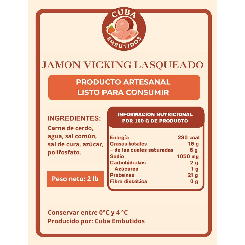 Jamón Vicking lasqueado Cuba Embutidos (907 g / 2 lb) - Miniatura 4