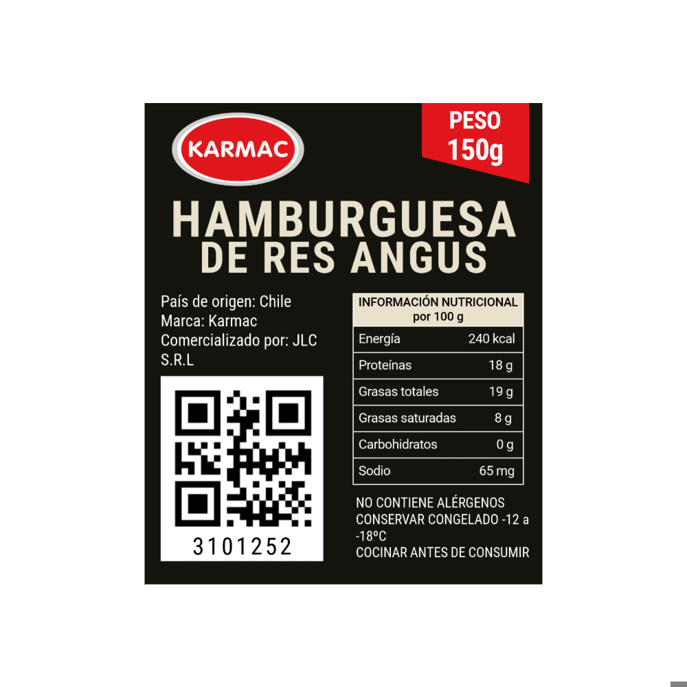 Hamburguesa de res angus Karmac (150 g / 5.29 oz) - Miniatura 3