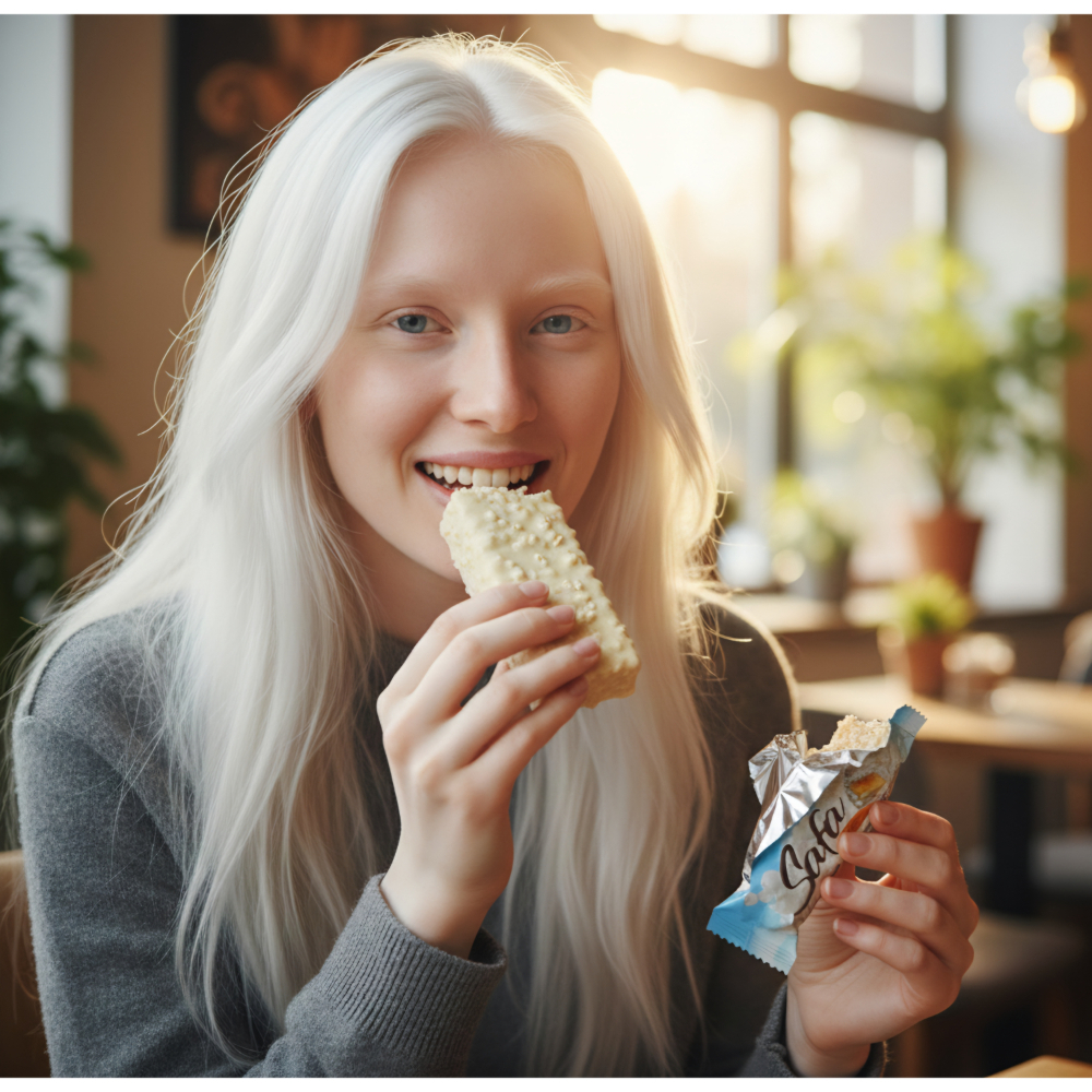 Sorbeto relleno de crema de coco y arroz inflado cubierto de chocolate blanco Hazal (25 g / 0.88 oz) - Miniatura 4