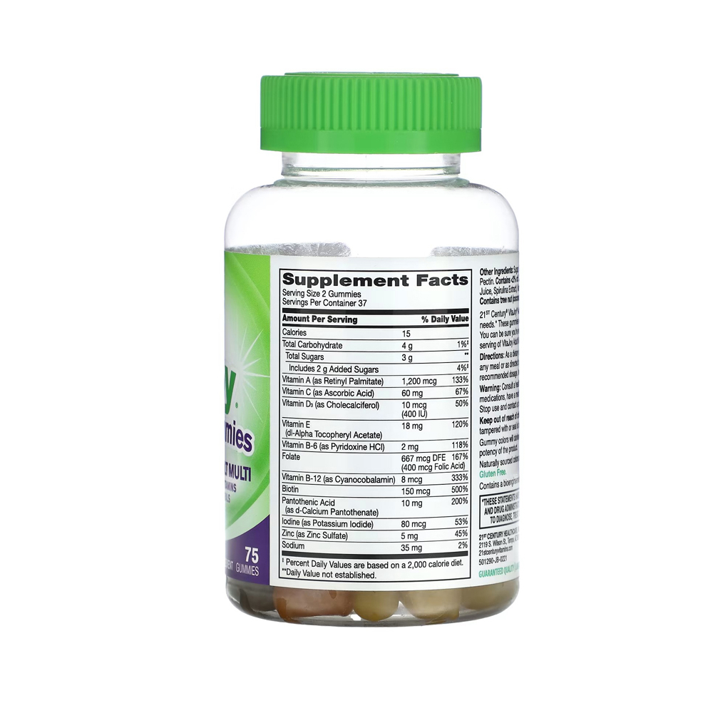 VitaJoy Suplemento de multivitaminas y minerales en gomita para adultos, sabor frutas 21st Century (75 gomitas) - Miniatura 2