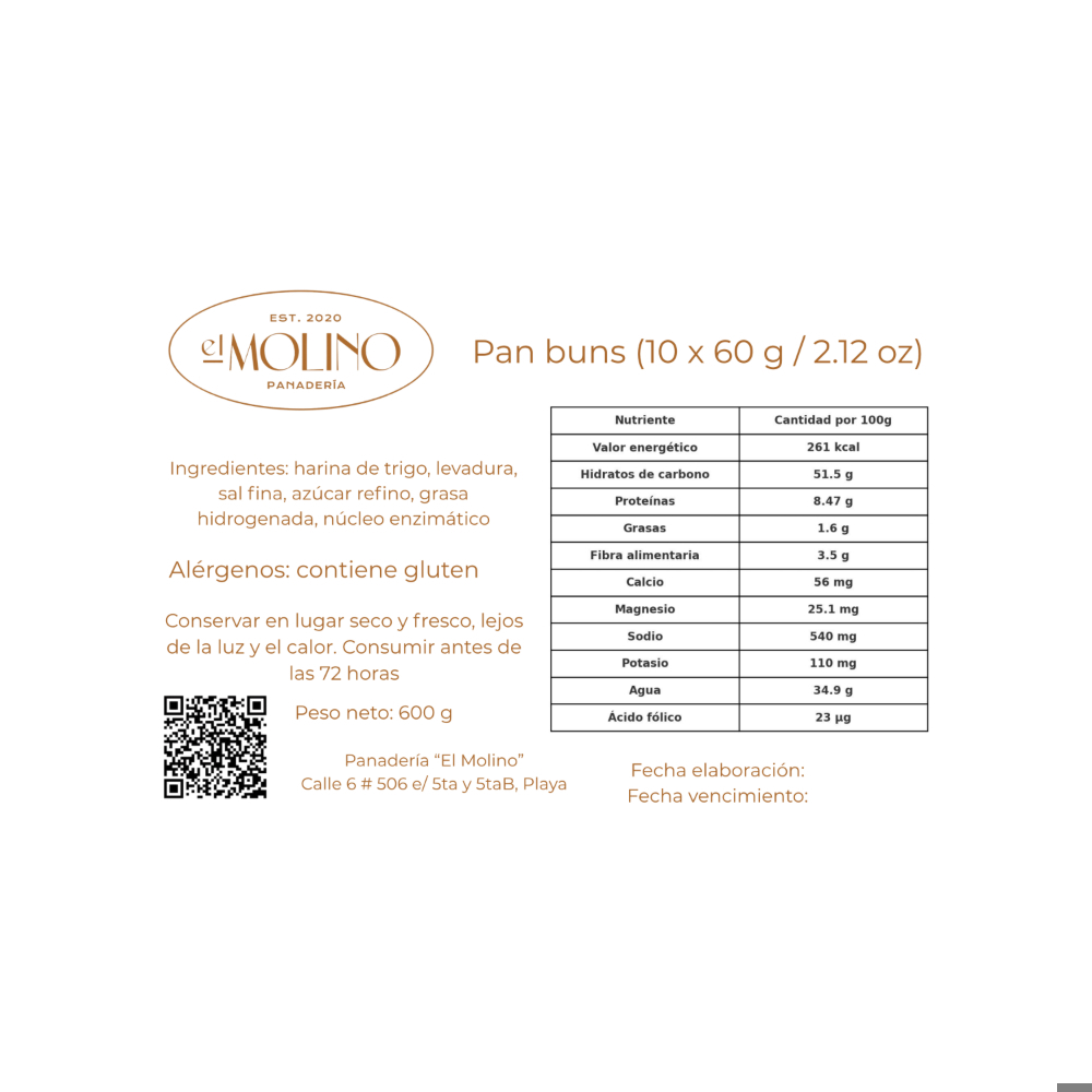 Pan buns El Molino (10 x 60 g / 2.12 oz) - Miniatura 3