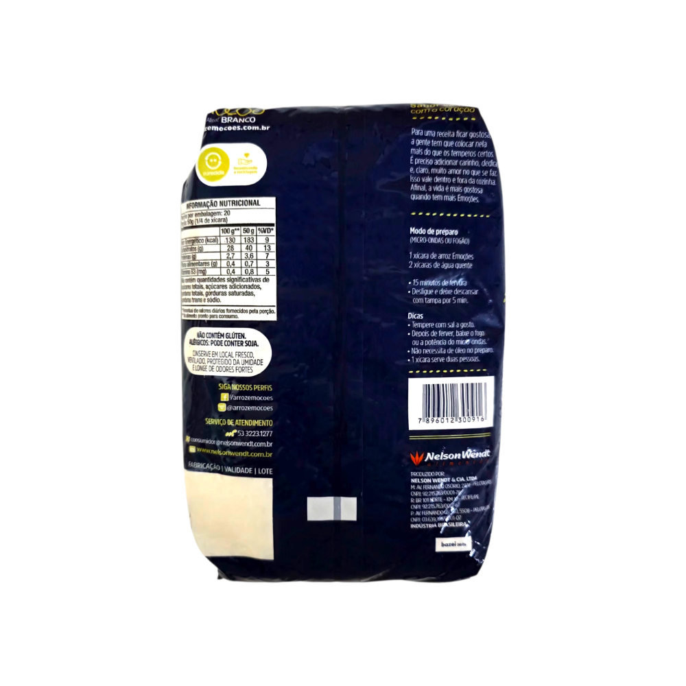 Arroz blanco grano largo Nelson Wendt Emocoes (1 kg / 2.2 lb) - Miniatura 2
