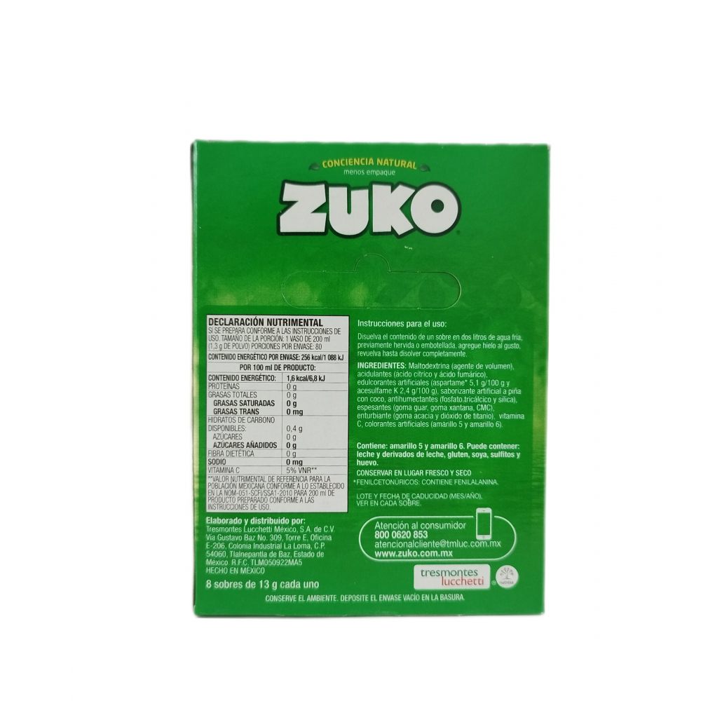 Refresco instantáneo sabor piña colada Zuko (104 g / 3.67 oz) - Miniatura 4