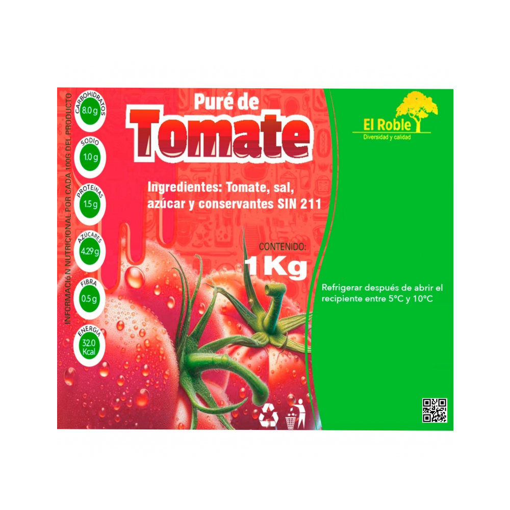 Puré de tomate El Roble (1 kg / 2.2 lb) - Miniatura 2
