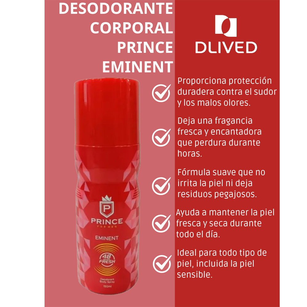 Desodorante pulverizador para hombre eminente Prince (150 ml) - Miniatura 2