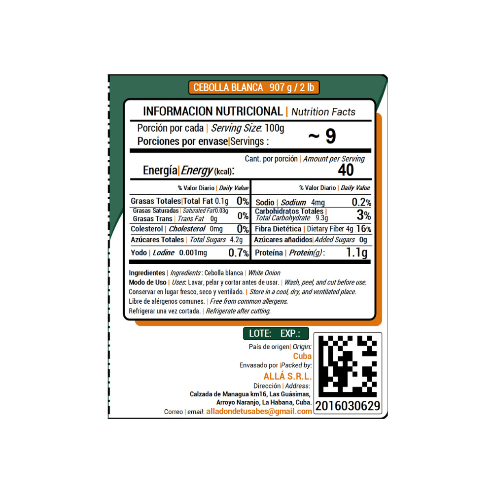 Cebolla Blanca ALLÁ (907 g / 2 lb) - Miniatura 3