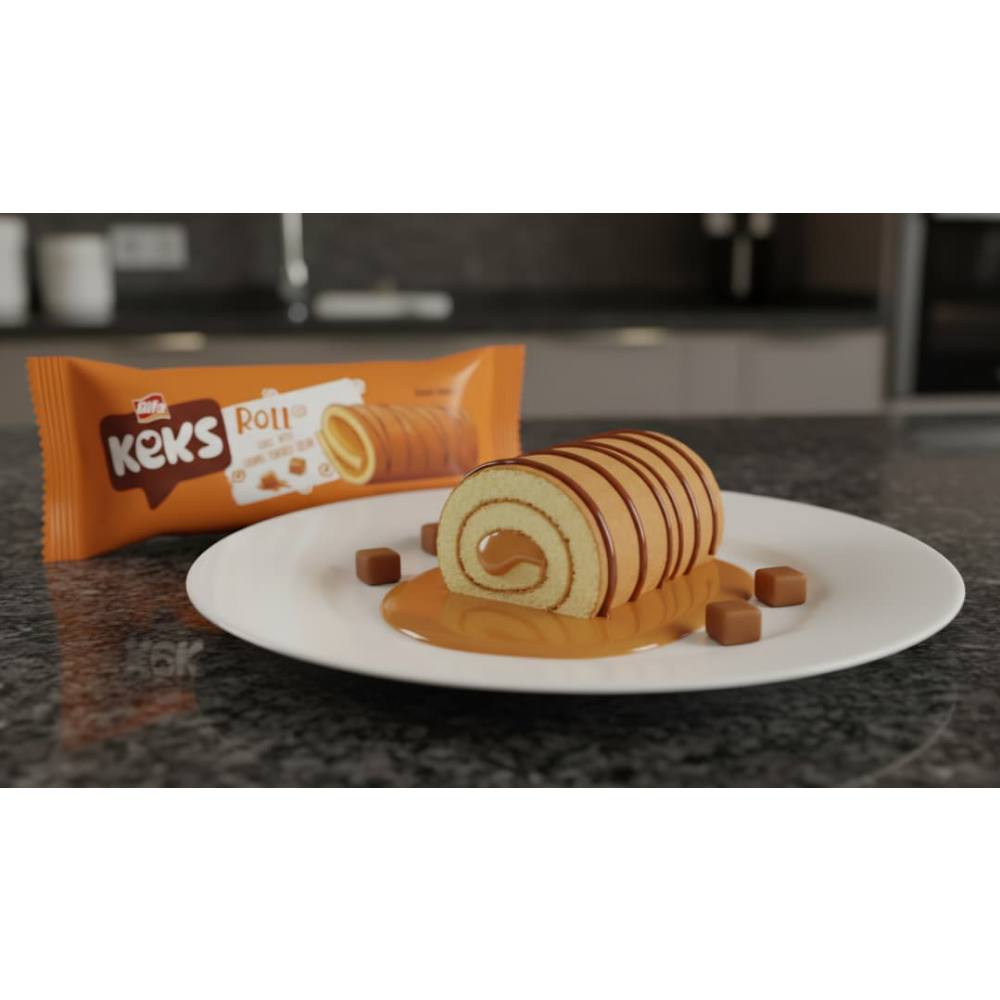 Pastelito enrollado relleno de crema sabor caramelo Keks Bifa (50 g / 1.76 oz) - Miniatura 4