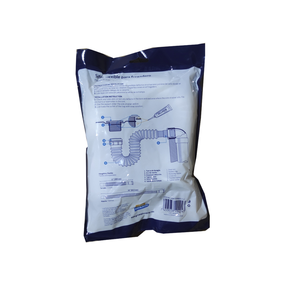 Trampa - sifa - flexible para fregadero o lavamanos 1-1/2" - Miniatura 4