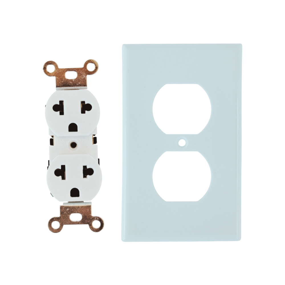 Tomacorriente doble con tapa blanca - 15 A y 125 V - Q7-Lumina - Miniatura 2