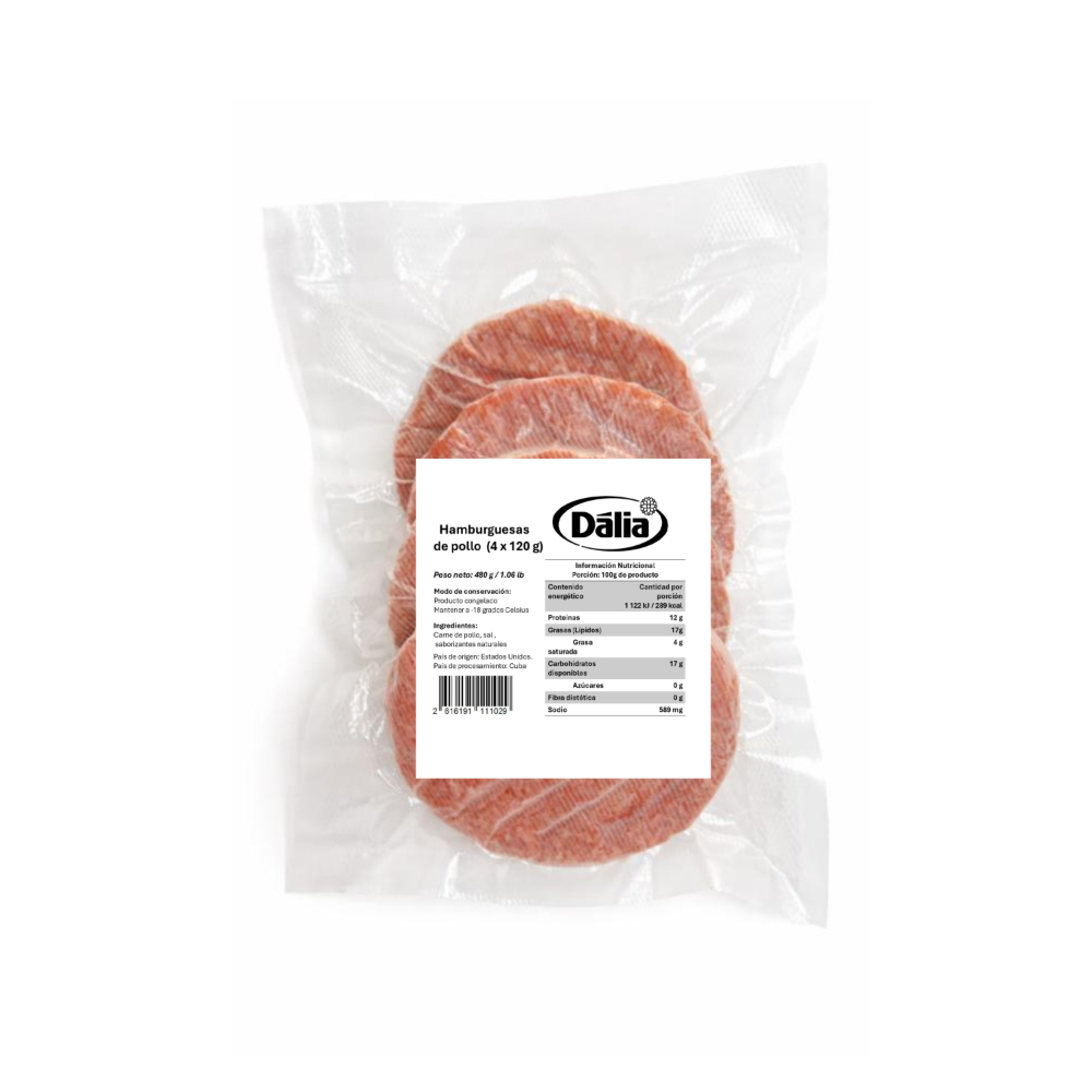 Hamburguesas de pollo Dalia (4 x 120 g / 1.06 lb) - Miniatura 2