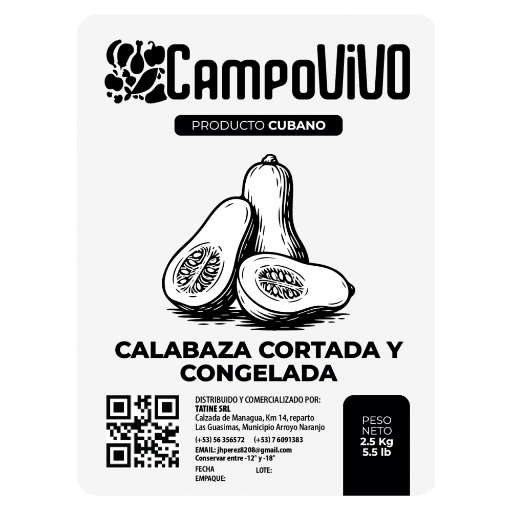 Calabaza cortada y congelada Campo Vivo (2.5 Kg / 5.5 lb) - Miniatura 3