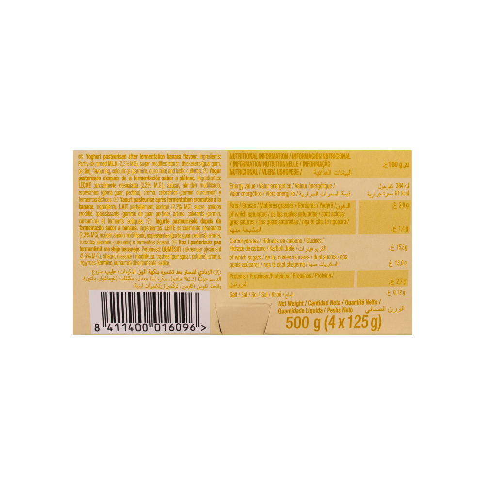 Yogurt de plátano yogu+ Feiraco (4 x 125 g / 4.4 oz) - Miniatura 2