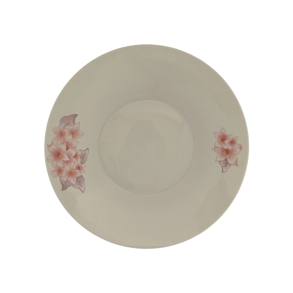 Plato mediano hondo de cerámica blanco con dos flores al relieve color rosado Mukhi - Miniatura 4