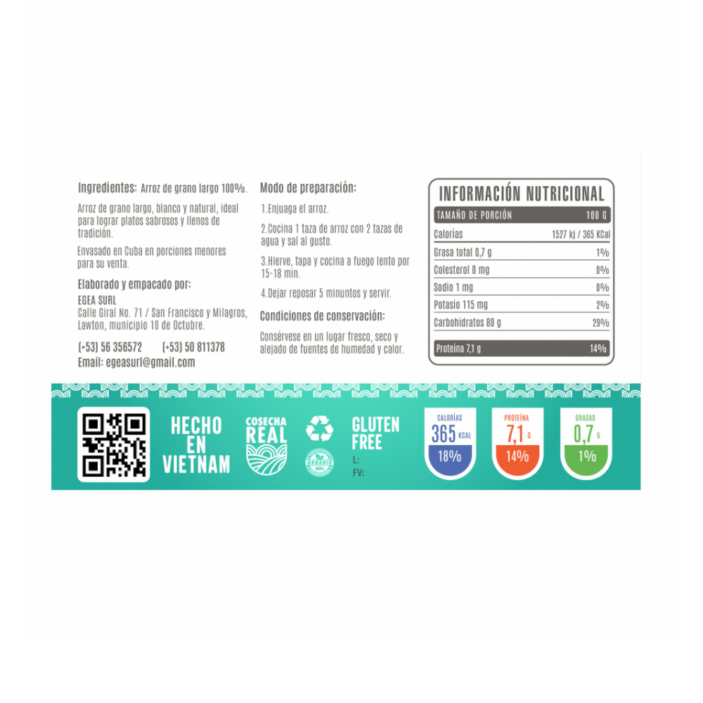 Arroz de grano largo Cosecha Real (2 x 1 kg / 2.2 lb) - Miniatura 2