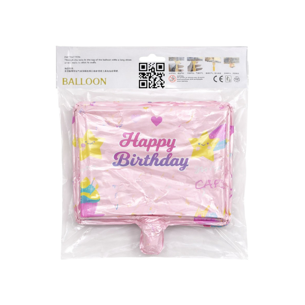 Globo de marco de fotografía Happy birthday rosado - Miniatura 3