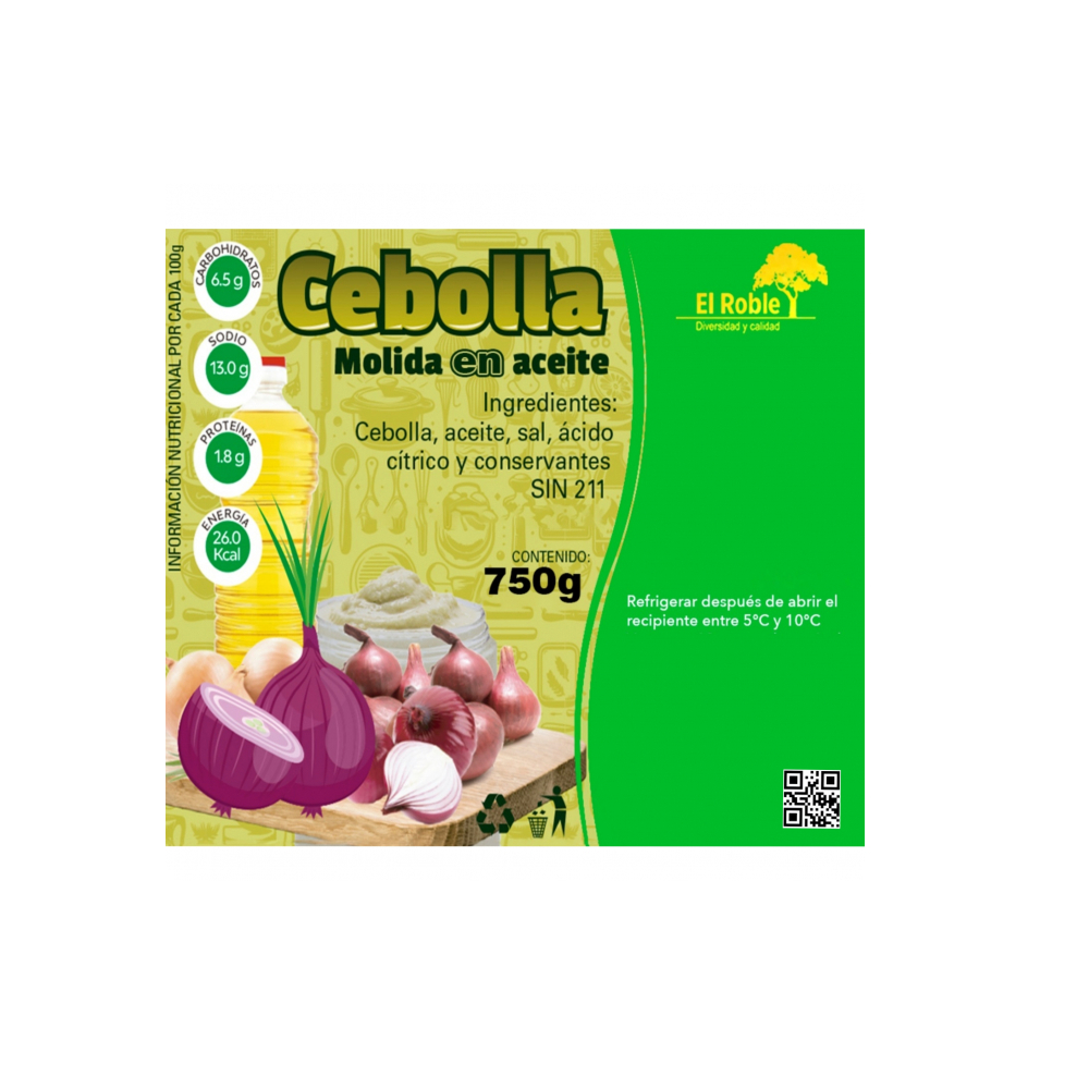 Cebolla molida con aceite El Roble (750 g / 1.65 lb) - Miniatura 2