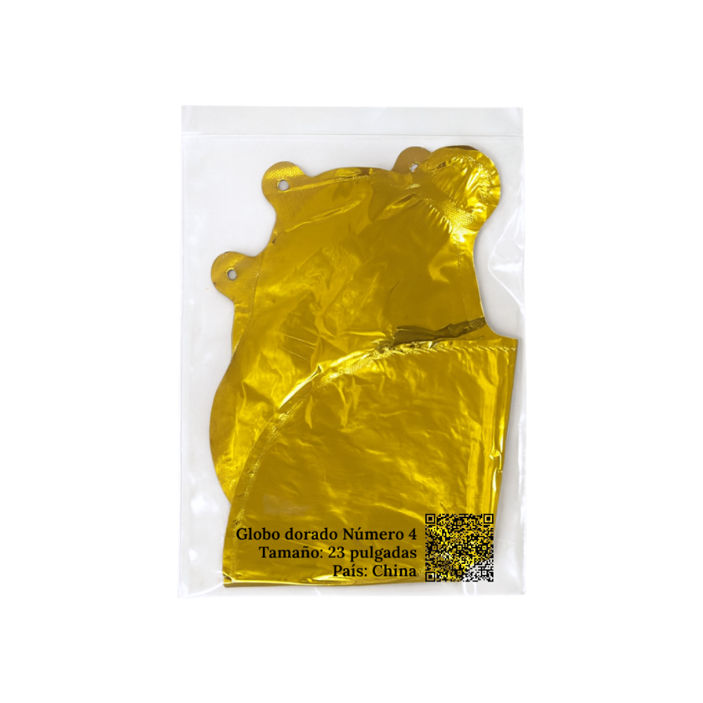 Globo dorado Número 4 Balloon (32 pulgadas) - Miniatura 4