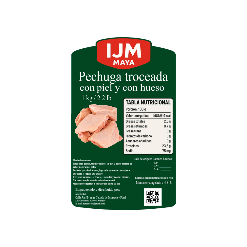 Pechuga troceada con piel y con hueso IJM Maya (1 kg / 2.2 lb) - Miniatura 3