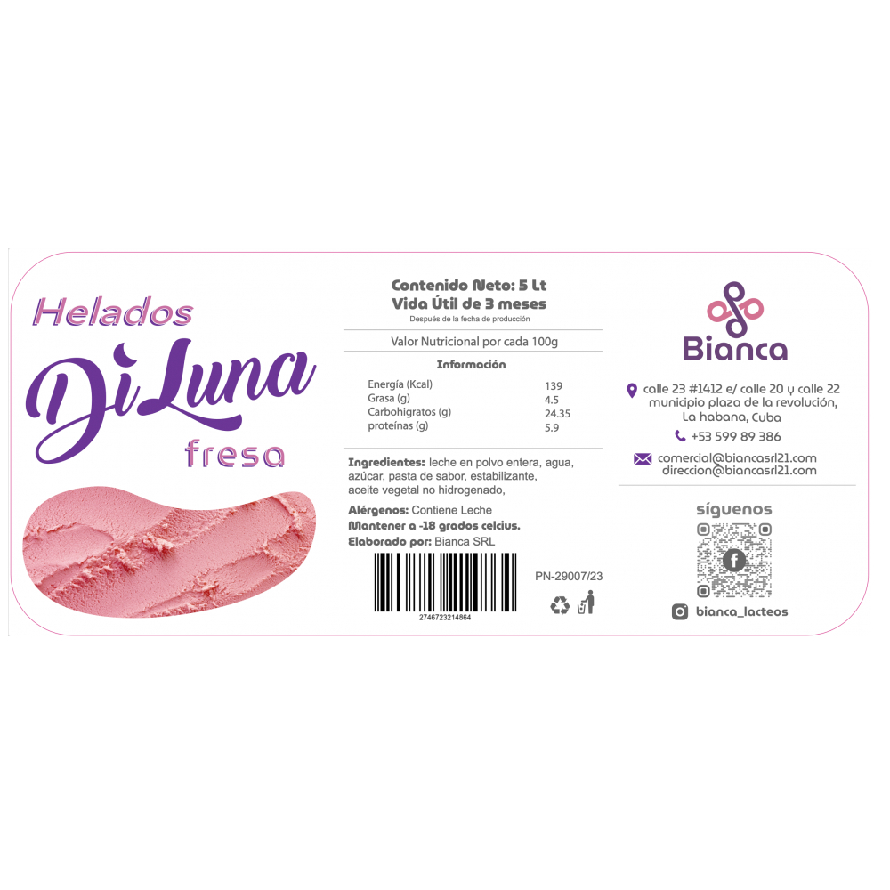Helado sabor fresa DiLuna (5 L) - Miniatura 4