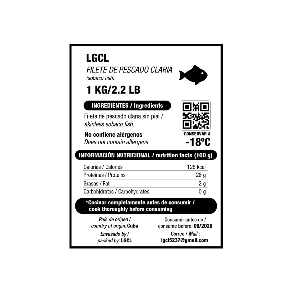 Filete de pescado Claria sin piel LGCL (1 kg / 2.2 lb) - Miniatura 3