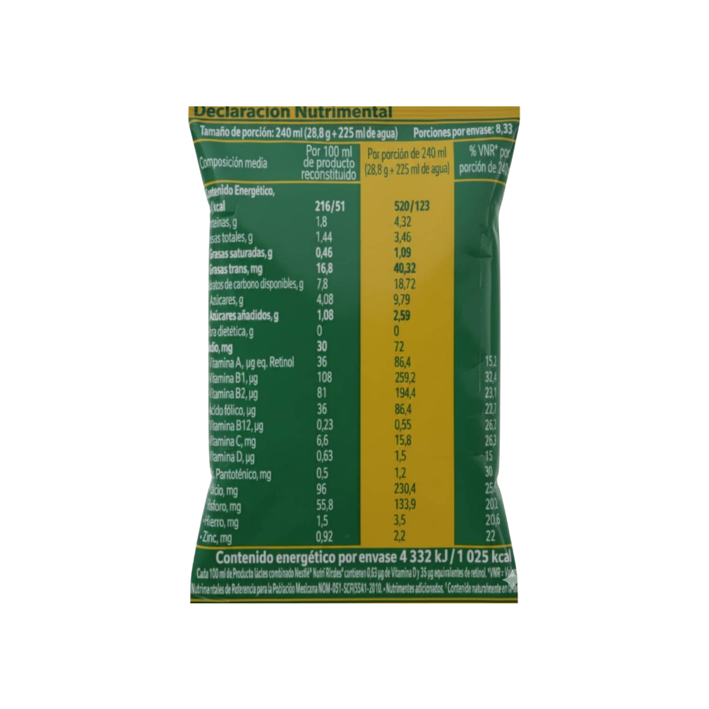 Leche semidescremada en polvo Nestlé Nutri Rindes (240 g / 8.47 oz) - Miniatura 4