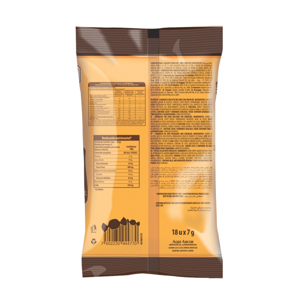 Caramelos con leche rellenos sabor chocolate Arcor (126 g / 4.4 oz) - Miniatura 2
