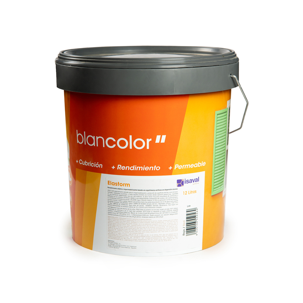 Pintura elástica impermeabilizante color rojo elastorm Blancolor Isaval (12 L) - Miniatura 4