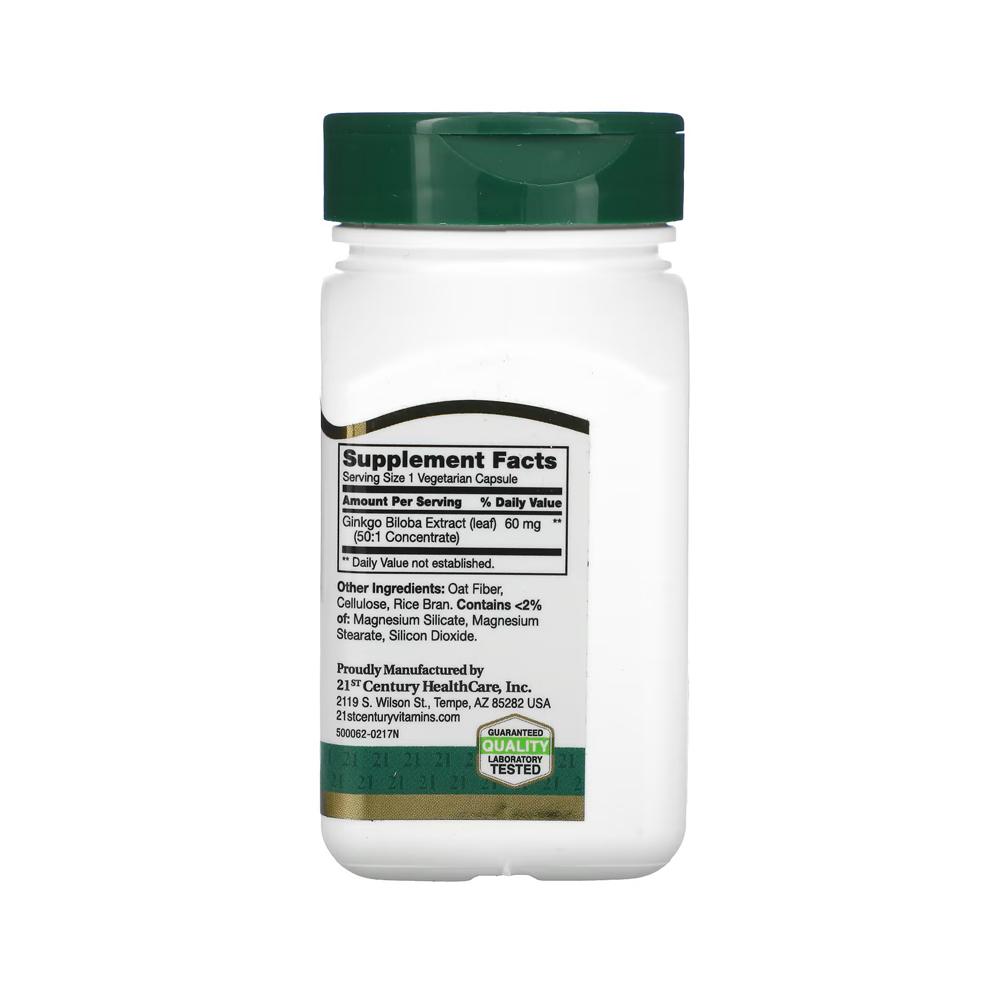 Extracto de Ginkgo biloba estandarizado 21st Century (60 cápsulas) - Miniatura 3