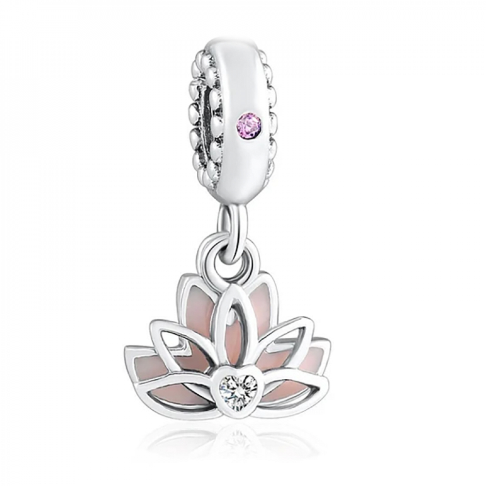 Pandora K14 Charm  ①Piece  〔Blaik lotus〕 Style Pandora lotus flower Charm |