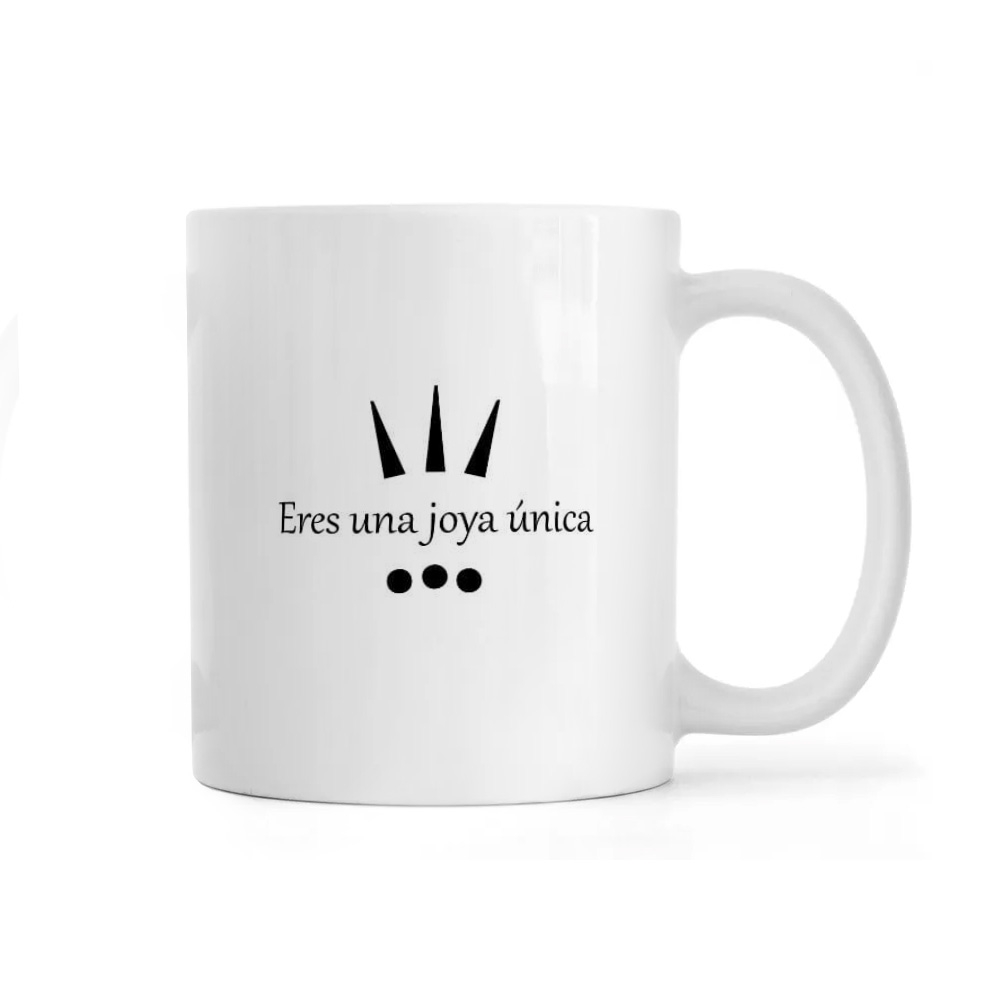 Jarra blanca de cerámica con frase impresa Nunca dejes de brillar - Miniatura 2