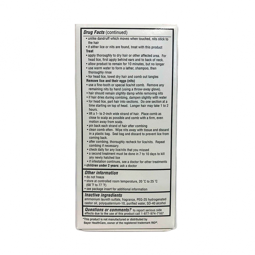 Champú y acondicionador antipiojos. Pediculicida con piperonilo butóxido y extracto de piretrina Major (118 ml / 4 fl oz) - Miniatura 2