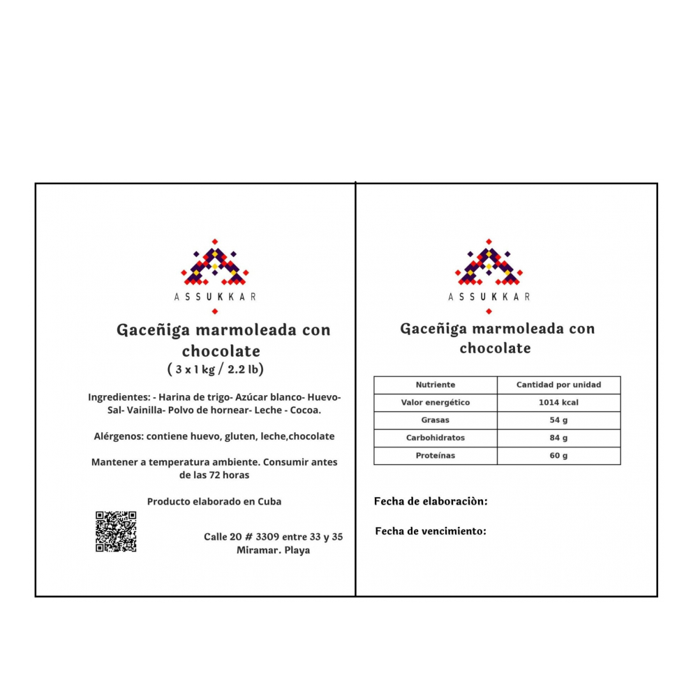 Gaceñiga marmolada grande con chocolate ( 3 x 1 kg / 2.2 lb) - Miniatura 3